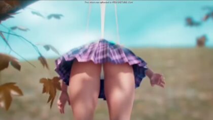 3D animated girl hanging wedgie