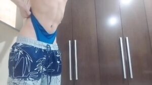 Private: Hot Latino gets a hanging wedgie in blue boxers